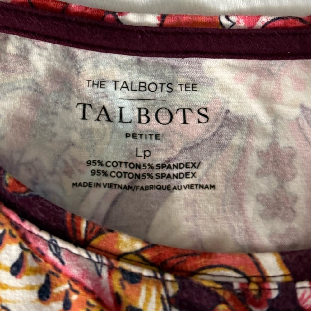 Talbots “The Talbots Tee” Long Sleeve Floral Print Crewneck Shirt - Petite - Picture 6 of 10